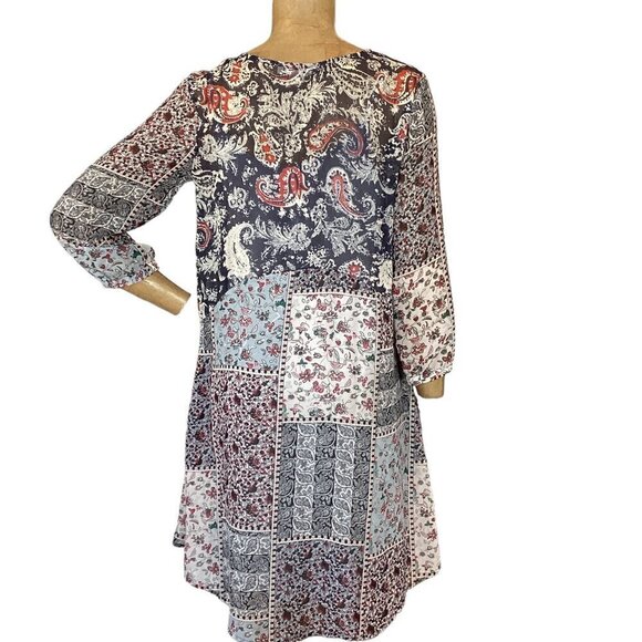 Simply Noelle Flowy Boho Pocket Dress w/ Slip S/M(8-10) Blue Swim cover up 183M - Picture 5 of 9